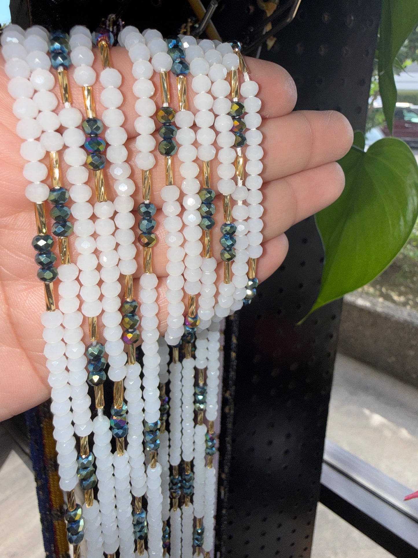 White gem WAISTBEADS